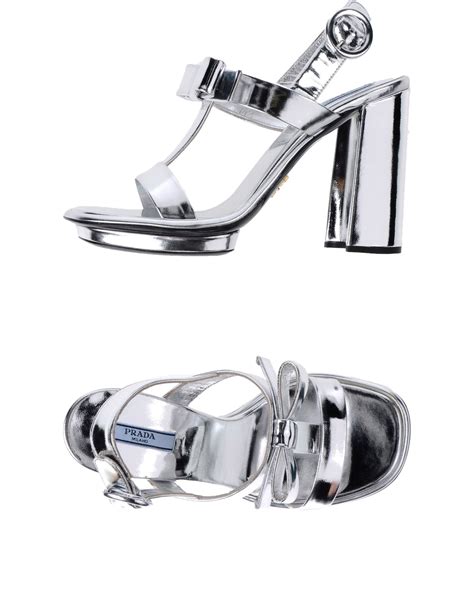 prada platform stack court shoe with sling silver|prada silver platform sandals.